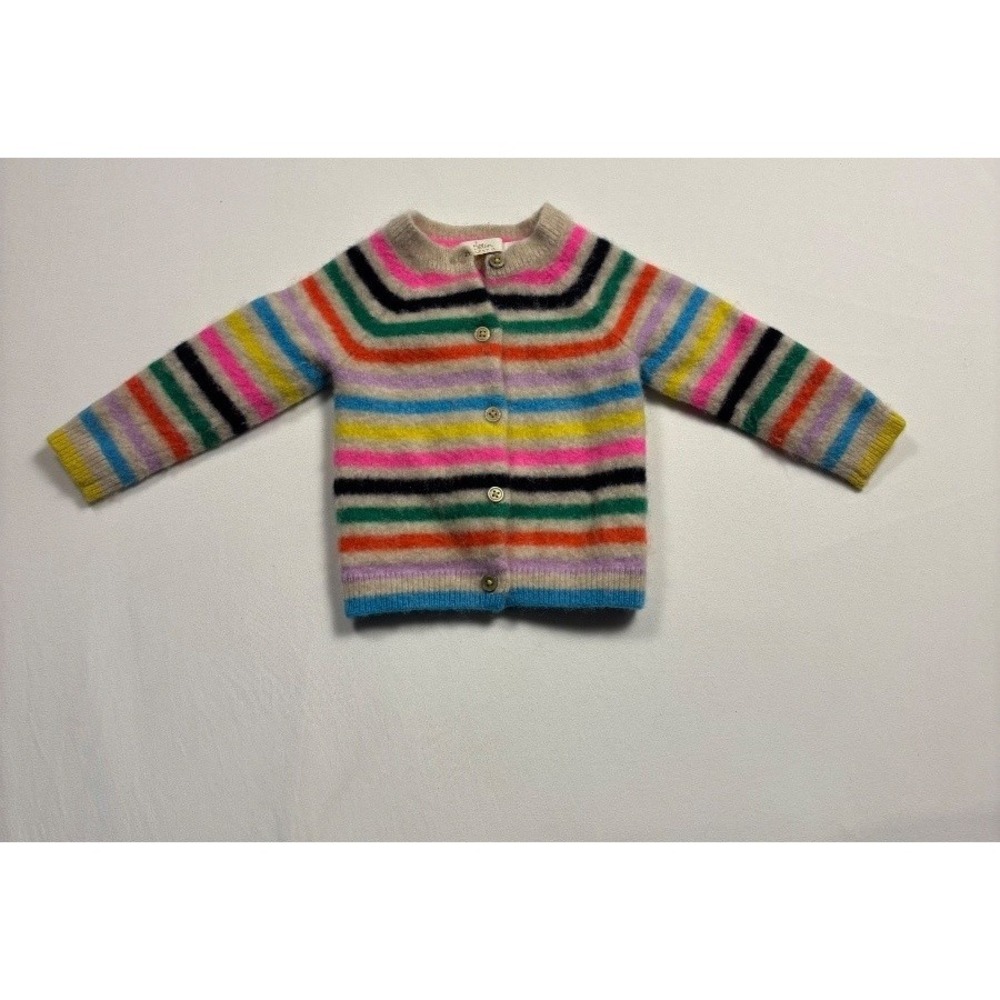 Boden Kids Rainbow Stripe Knit Cardigan Sweater Button Front Unisex 2 3Y